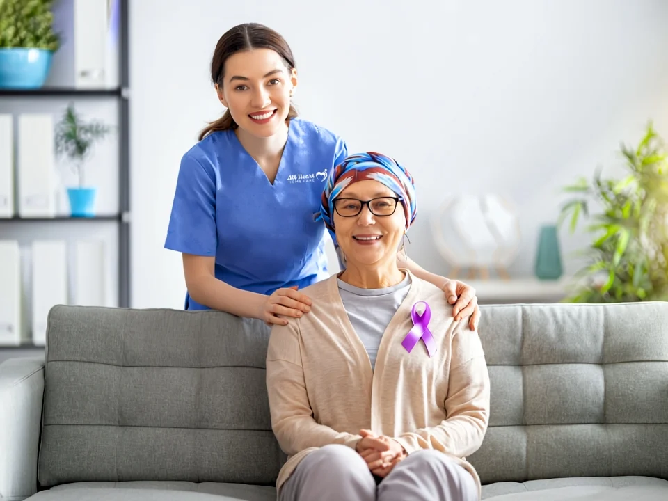 All Heart Home Care Caregiver Caring For Senior With Cancer In San Diego