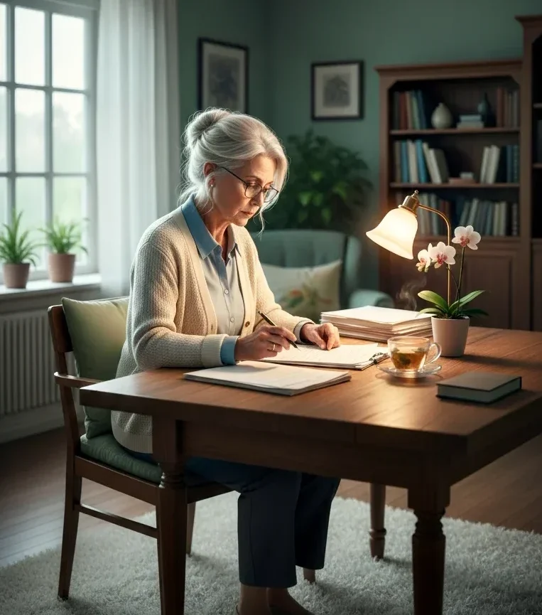 All Heart Home Care Low Rate Guaramtee San Diego Senior Reviewing Paperwork