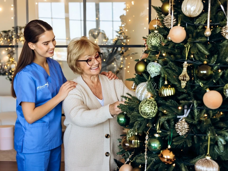 Christmas and the Holidays with All Heart Home Care Caregiver and Senior