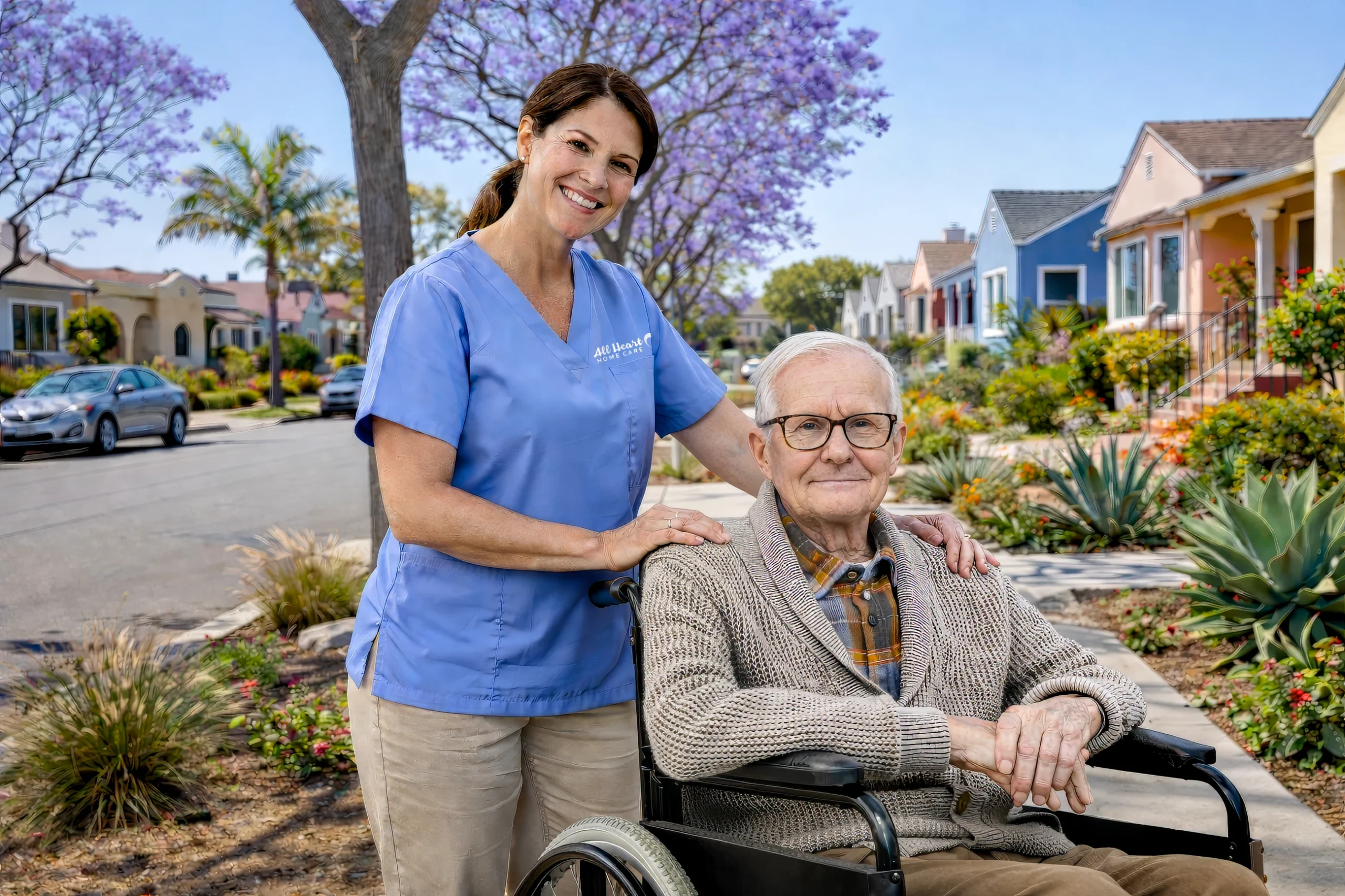 West Clairemont Mesa In Home Care Senior And Caregiver In Wheelchair Outside